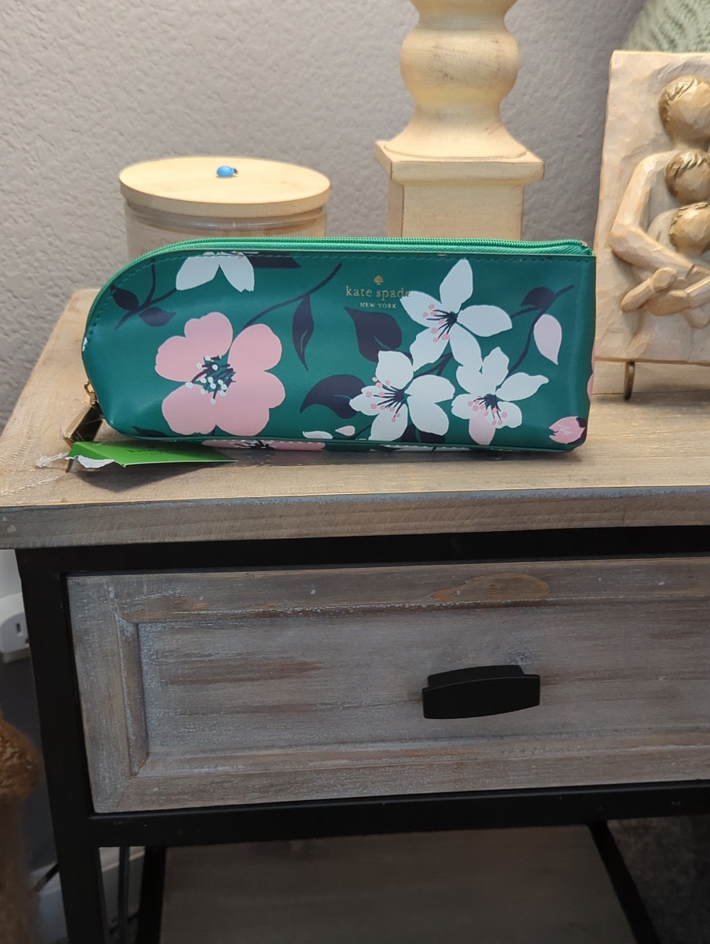 kate spade Teal Floral Zip Pouch